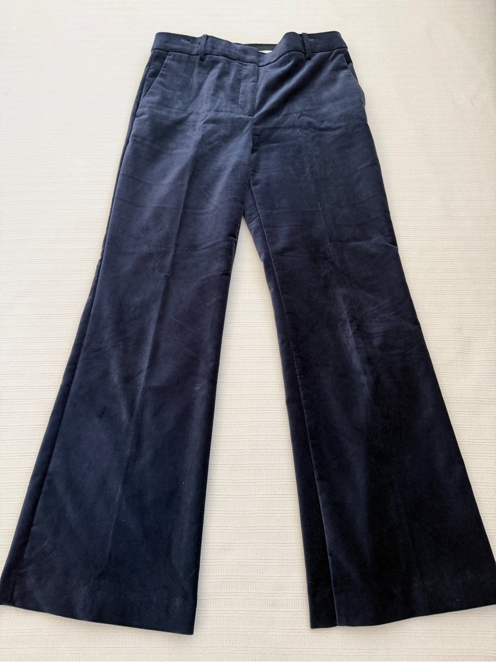 Ann Taylor The Jayne Velvet Wide Leg Pants Navy Blue Trouser Size 10 BeS1